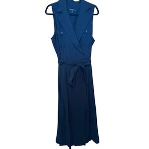 Banana Republic Black Sleeveless Trench Wrap Midi Dress Tall‎ 16